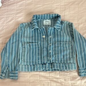 Zara Striped Denim Jacket
